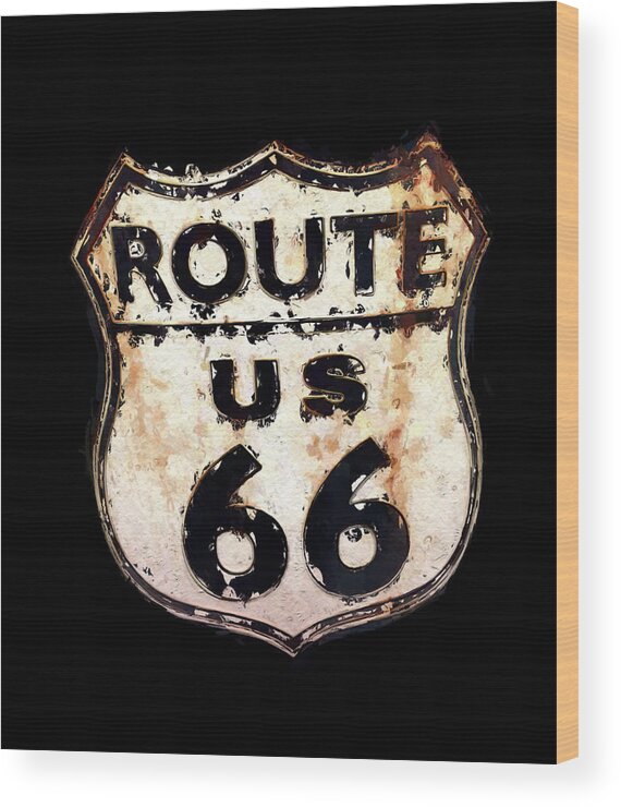 Portrait Wood Print featuring the photograph Route 66 Sign by Morgan Carter