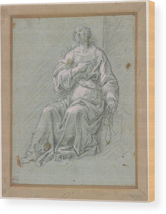 Sebastiano Conca 1680-1764 Seated Woman Wood Print featuring the painting Seated Woman by MotionAge Designs