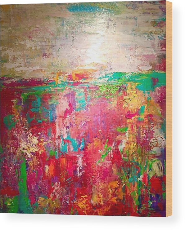 Modern Art Contemporary Painting Garden Abstract Vibrant Amazing Original Art One Of A Kind Wood Print featuring the painting Secret Garden by Heather Roddy