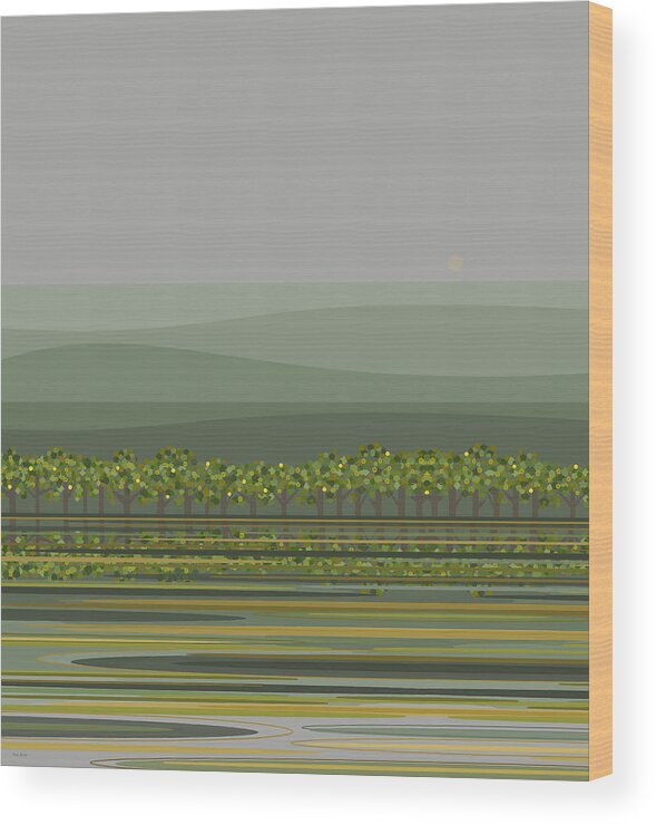 Spring Rain Wood Print featuring the digital art Spring Rain Reflections by Val Arie