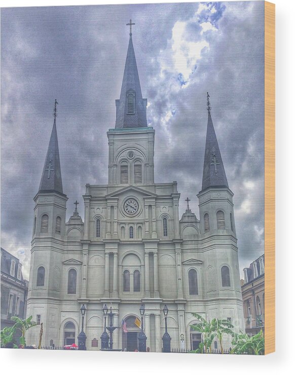 Jackson Square Wood Print featuring the photograph St Louis Cathedral by Barry Bohn