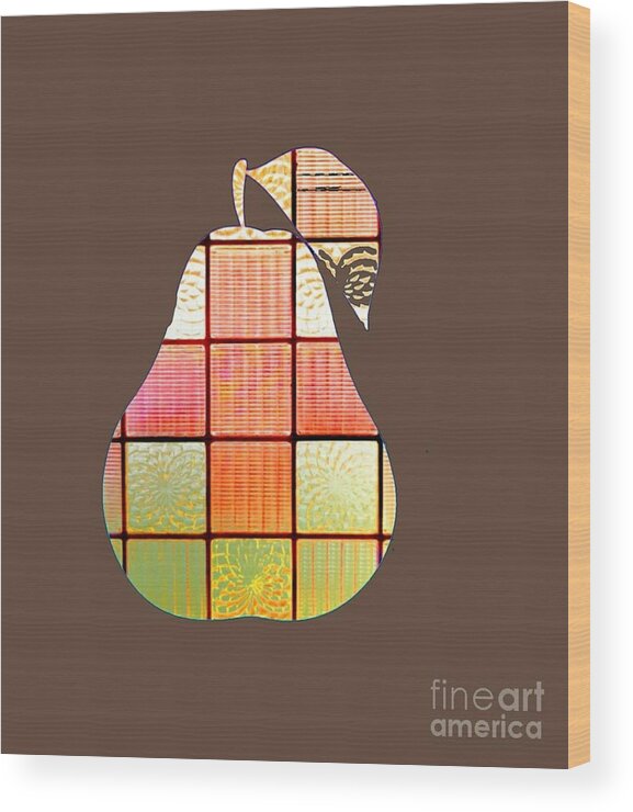 Pear Wood Print featuring the digital art Stained Glass Pear by Rachel Hannah