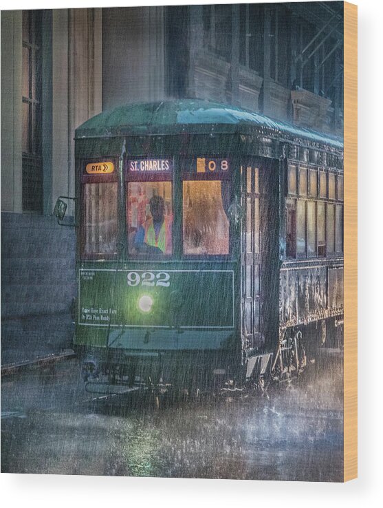 New Orleans Wood Print featuring the photograph Stormy Trolly Ride by James Woody