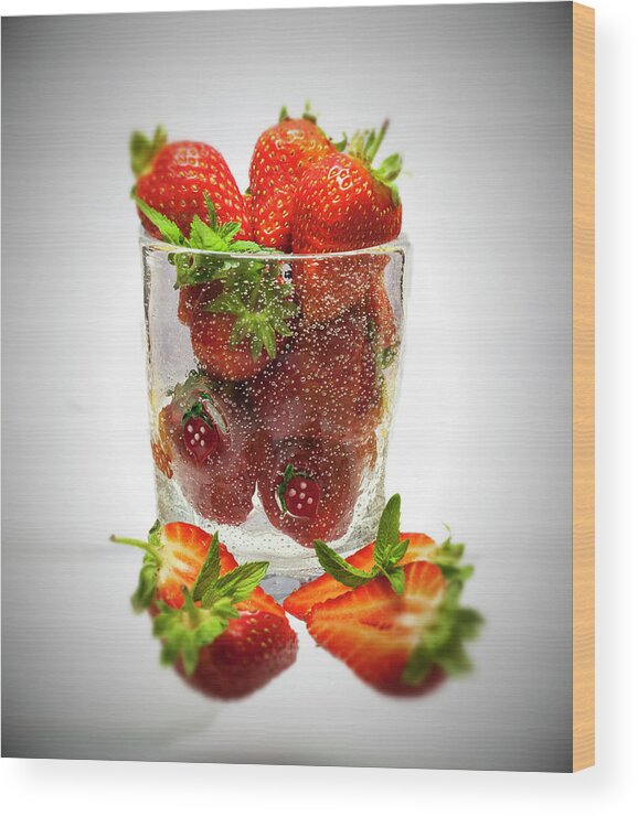 Strawberry Wood Print featuring the photograph Strawberry Dessert by David French