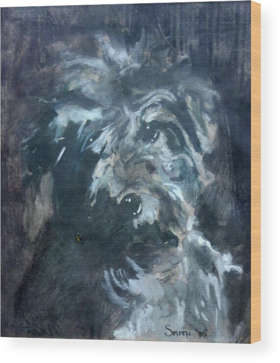 Dog Portrait Wood Print featuring the painting Suki by Tom Smith