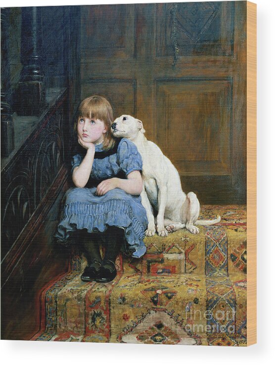 Sympathy Wood Print featuring the painting Sympathy by Briton Riviere