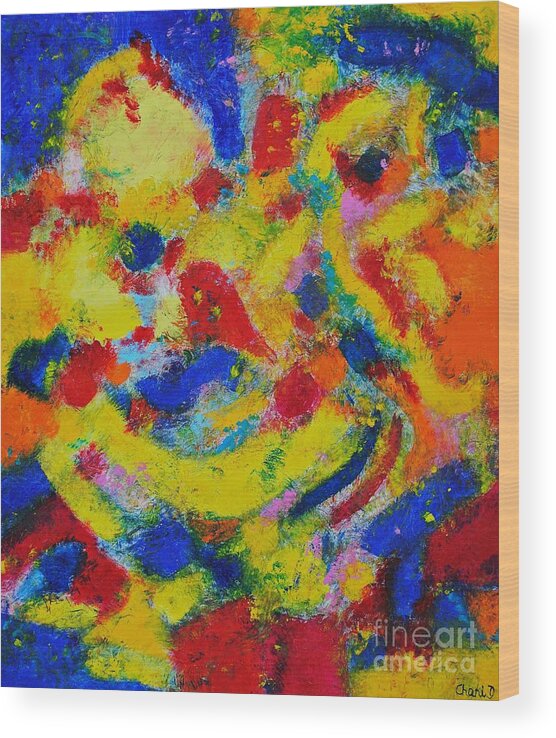 Abstract Wood Print featuring the painting Teddy bear by Chani Demuijlder