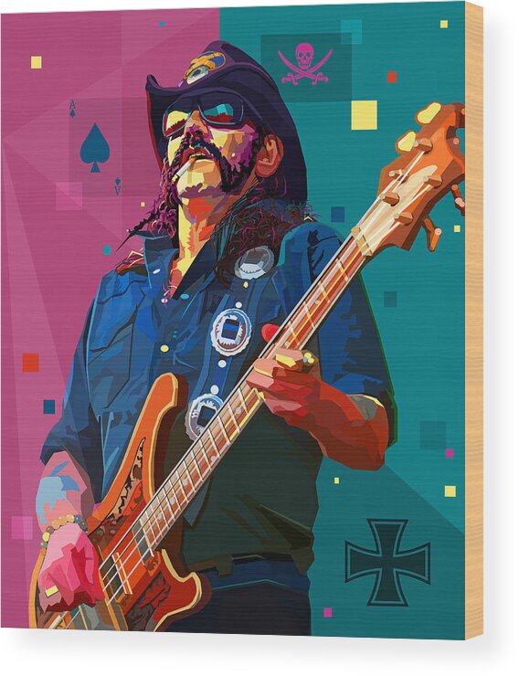 Lemmy Wood Print featuring the digital art The Ace of Spades by Mal Bray