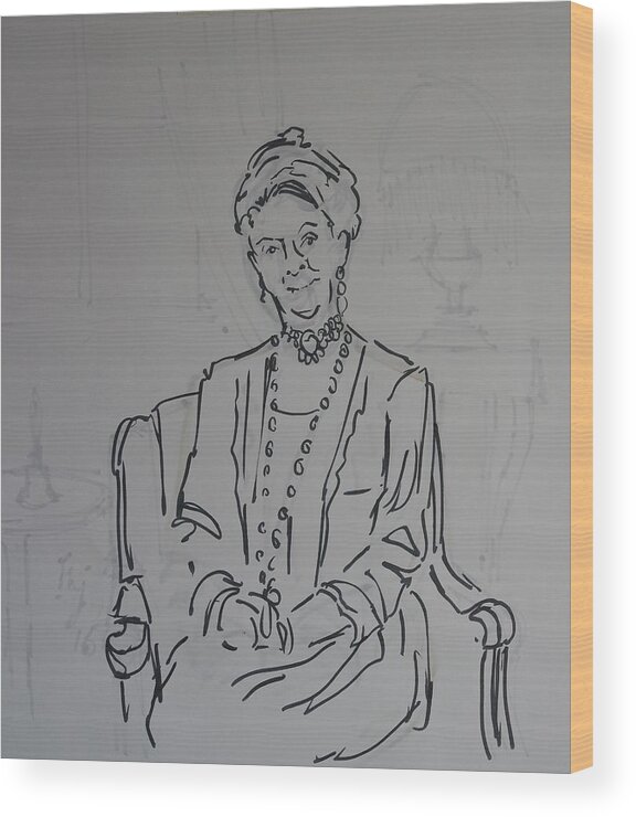 Countess Wood Print featuring the drawing The Dowager Countess in her Drawing Room at Dowton Abbey by Mike Jory