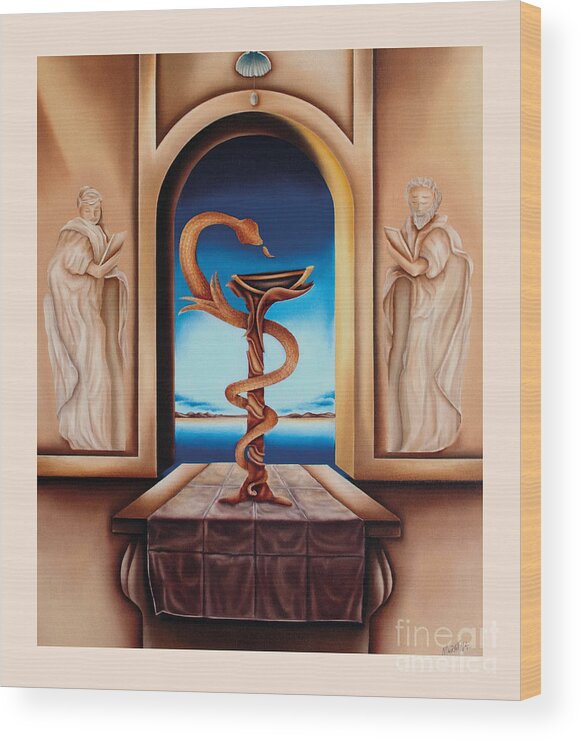 Asclepius Wood Print featuring the painting Surreal The Physician by Johannes Murat