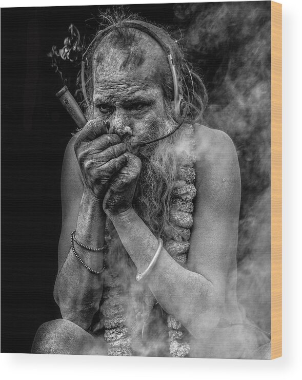Smoke Wood Print featuring the photograph The Smoker by Subhrajit Paul