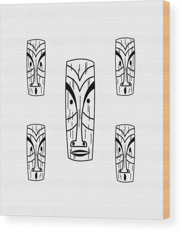 Mid Century Modern Wood Print featuring the digital art Tikis by Donna Mibus