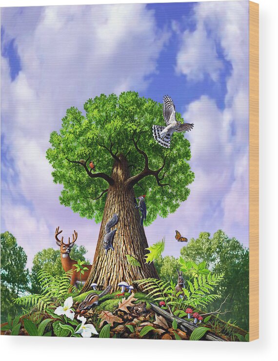 Tree Wood Print featuring the painting Tree of Life by Jerry LoFaro