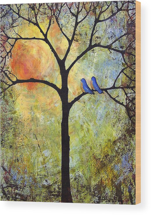 Tree Wood Print featuring the painting Sunshine Tree of Life by Blenda Studio