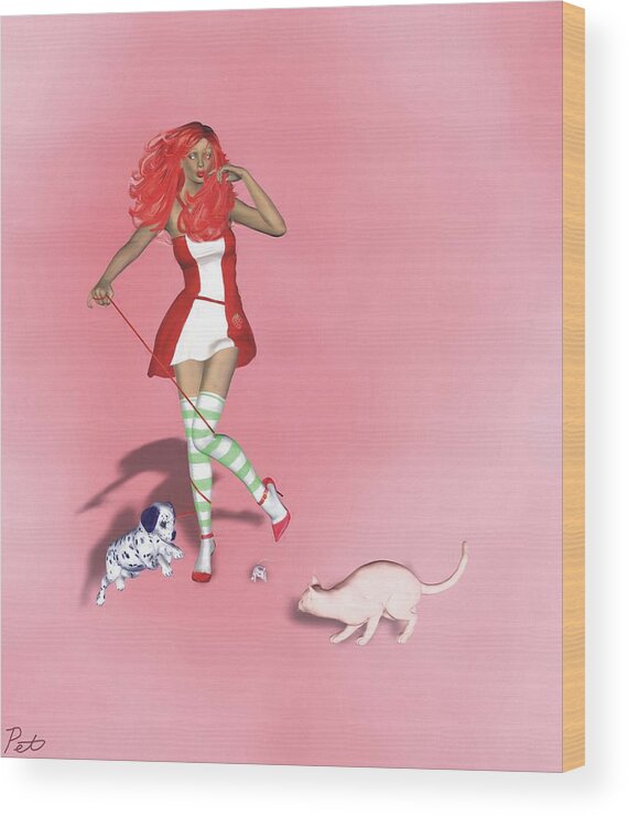Redhead Wood Print featuring the painting Whatever Happened to Strawberry Shortcake by Pet Serrano