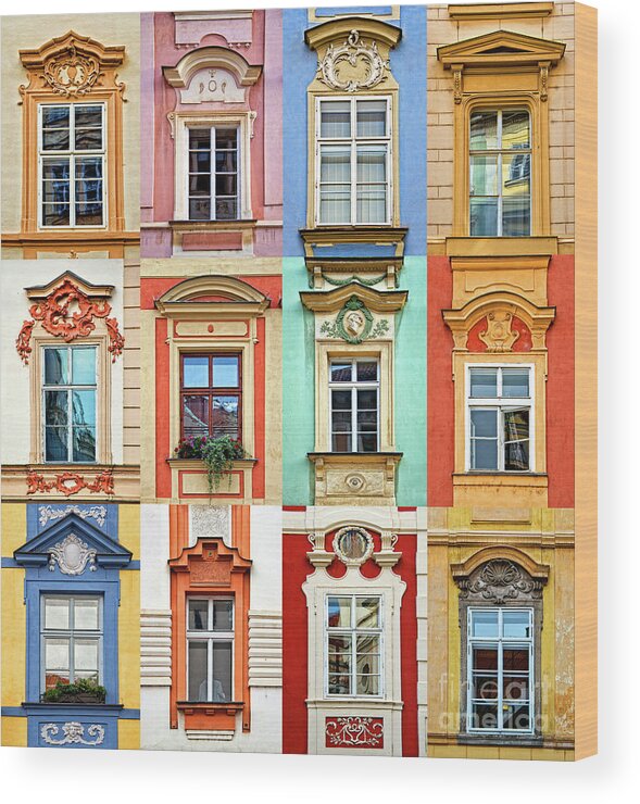 Windows Wood Print featuring the photograph Windows of Prague by Delphimages Photo Creations