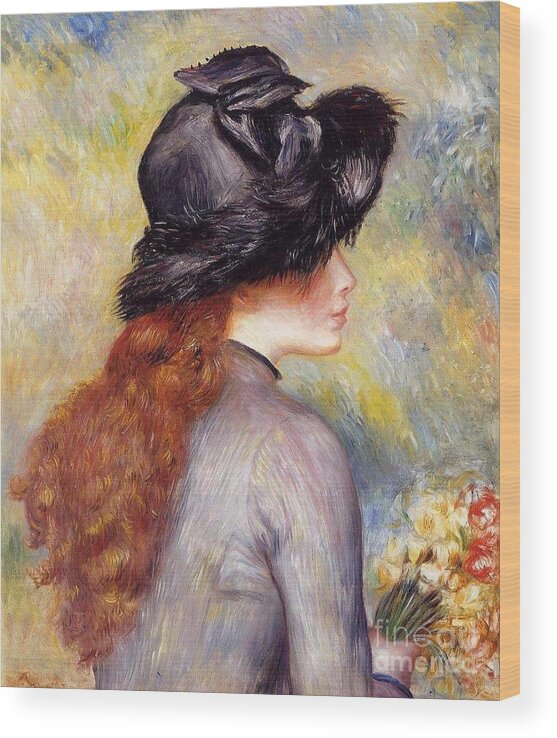Pierre-auguste Renoir Wood Print featuring the painting Young Girl with a Bouquet by MotionAge Designs