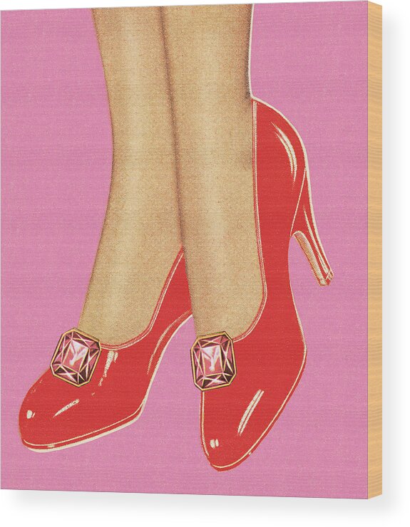 Adult Wood Print featuring the drawing Fashion Shoes #1 by CSA Images