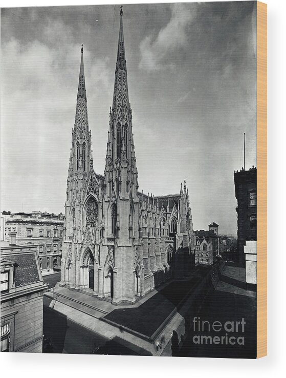 St. Patrick's Cathedral Wood Print featuring the photograph View Of St. Patricks Cathedral #1 by Bettmann