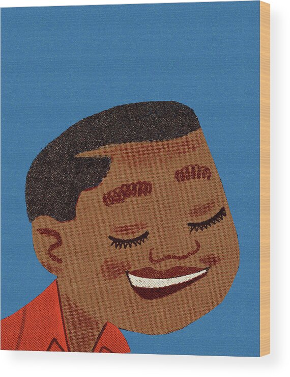 Adult Wood Print featuring the drawing Smiling Man #135 by CSA Images