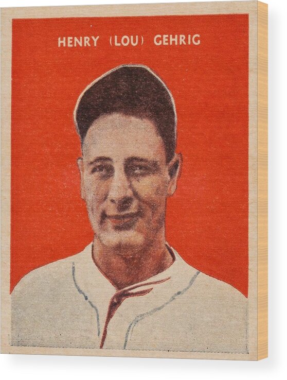 Man Wood Print featuring the painting 1932 U.S. Caramel Lou Gehrig by Celestial Images