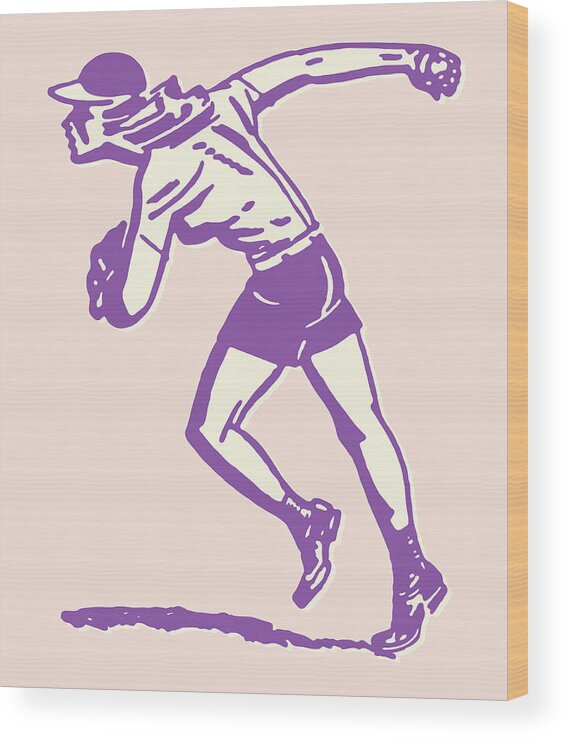 Accessories Wood Print featuring the drawing Baseball Pitcher About to Throw #2 by CSA Images