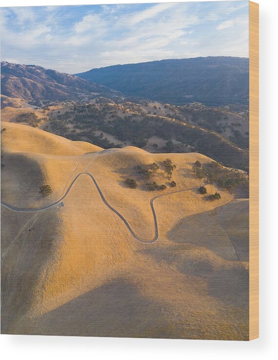 Landscapeaerial Wood Print featuring the photograph Golden Sunlight Shines On The Rolling #2 by Ethan Daniels