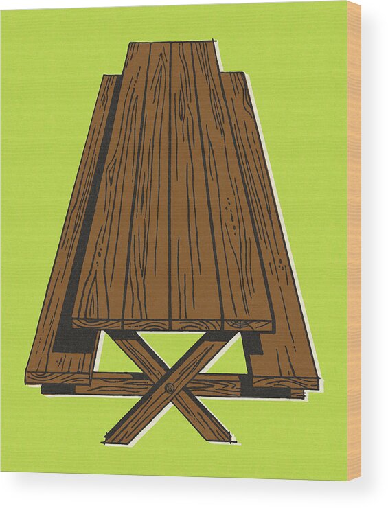 Bench Wood Print featuring the drawing Picnic Table #2 by CSA Images