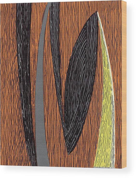 Abstract Wood Print featuring the drawing Woodgrain Pattern #4 by CSA Images