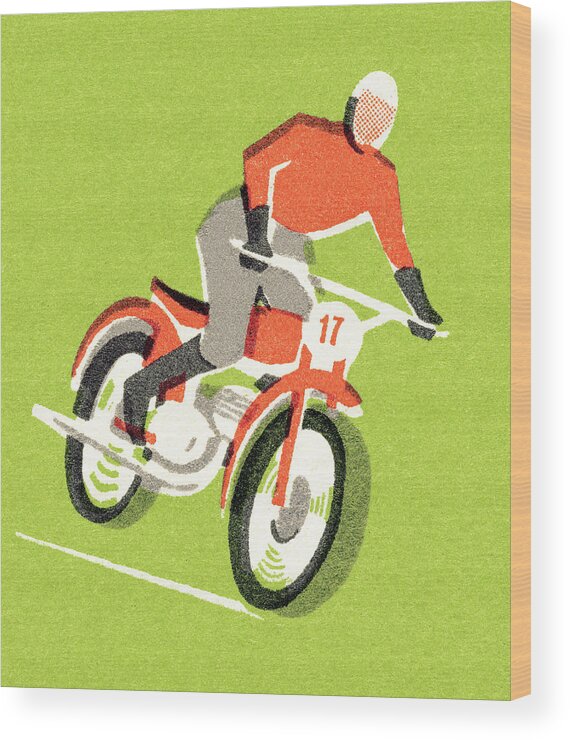 Bike Wood Print featuring the drawing Cyclist #5 by CSA Images