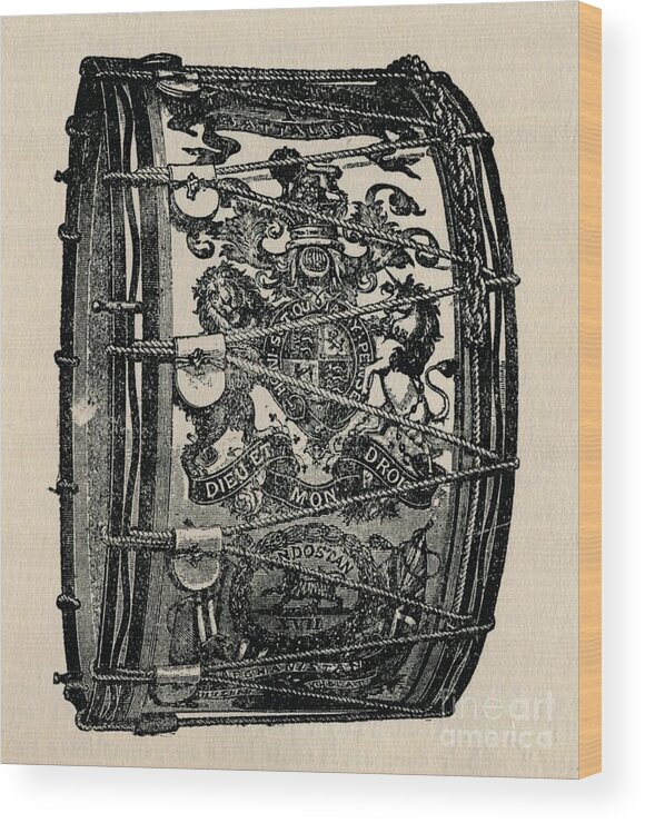 Music Wood Print featuring the drawing Bass Drum by Print Collector