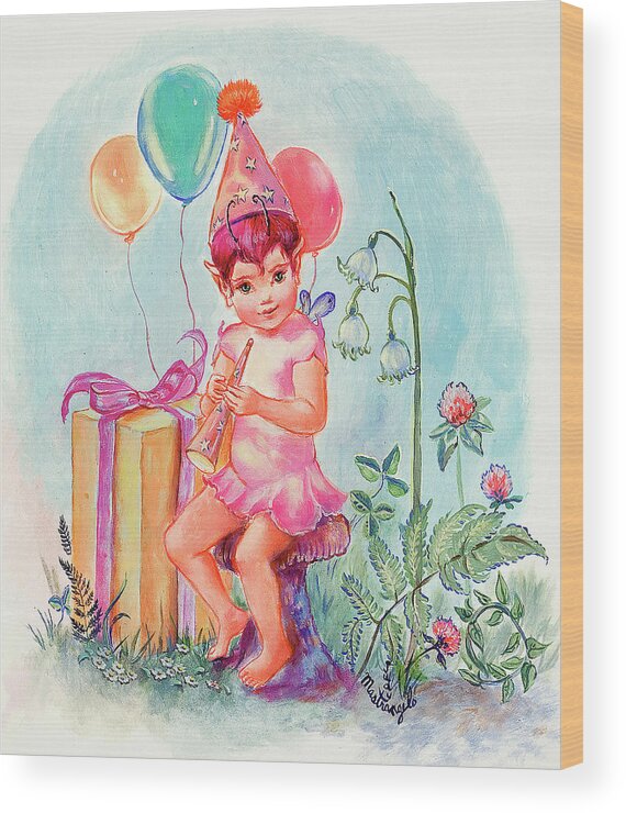 Birthday Elf Wood Print featuring the photograph Birthday Elf by Judy Mastrangelo