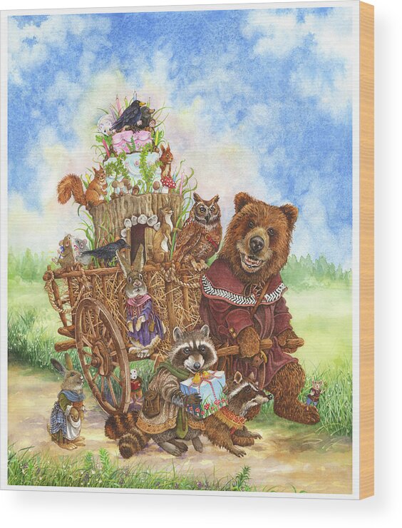 Birthday Party Wood Print featuring the painting Birthday Party by Wendy Edelson