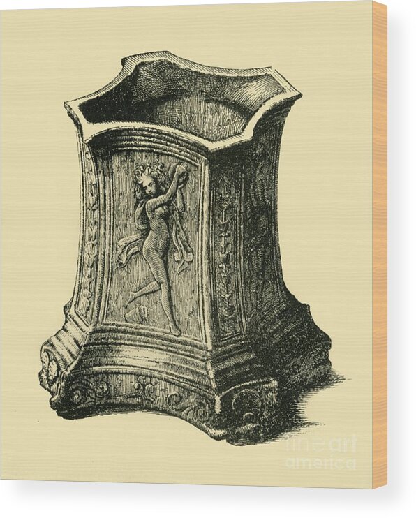 Engraving Wood Print featuring the drawing Bronze Pedestal by Print Collector