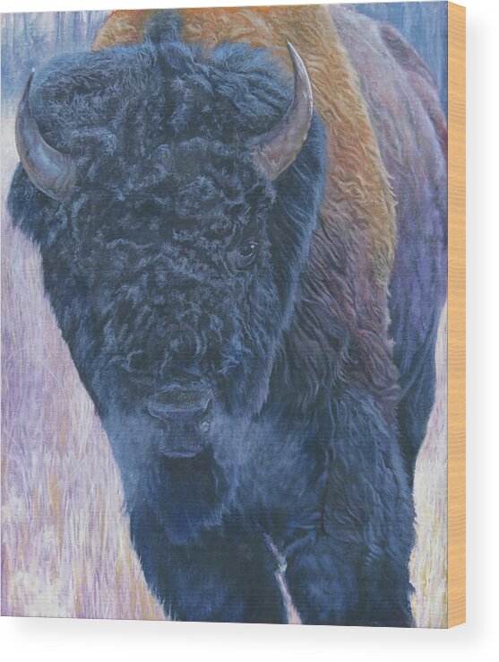 Bull Wood Print featuring the painting Bull by Rusty Frentner