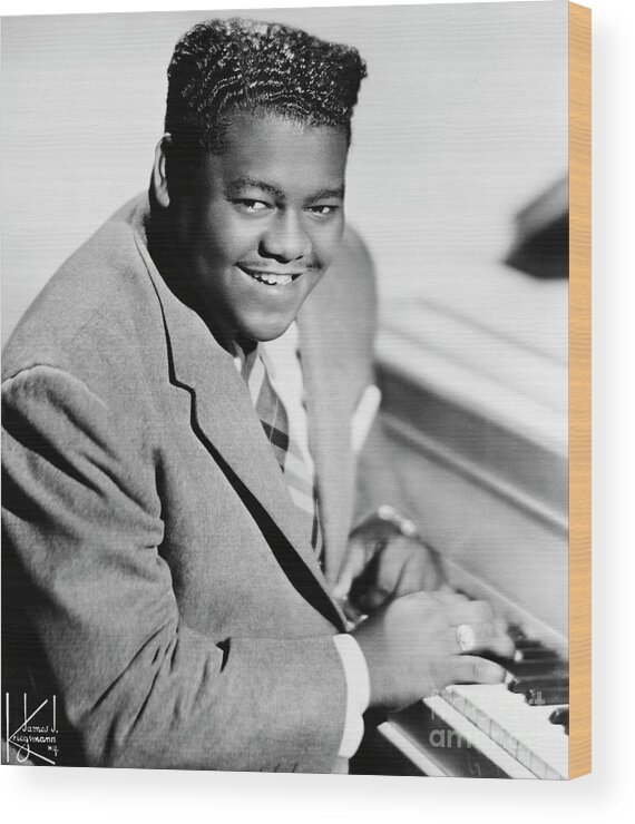 Rock And Roll Wood Print featuring the photograph Fats Domino Sitting At Piano by Bettmann