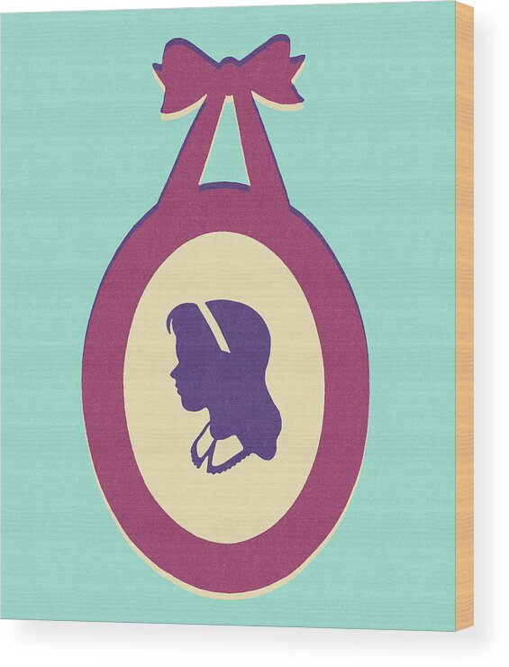 Blue Background Wood Print featuring the drawing Framed Silhouette of Girl by CSA Images