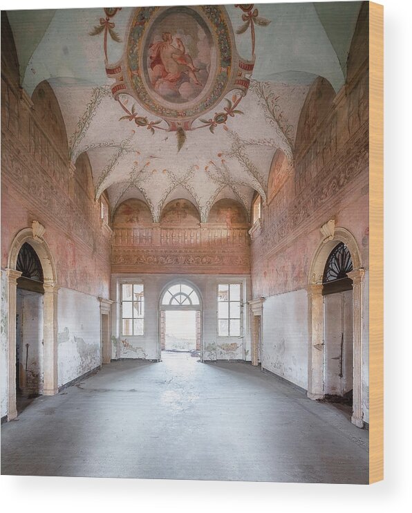 Urban Wood Print featuring the photograph Fresco in Abandoned Palace by Roman Robroek