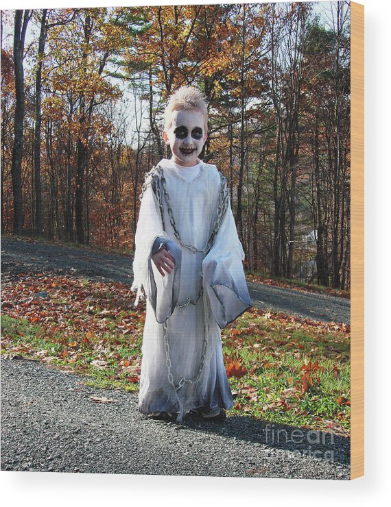 Halloween Wood Print featuring the photograph Ghost Costume 1 by Amy E Fraser