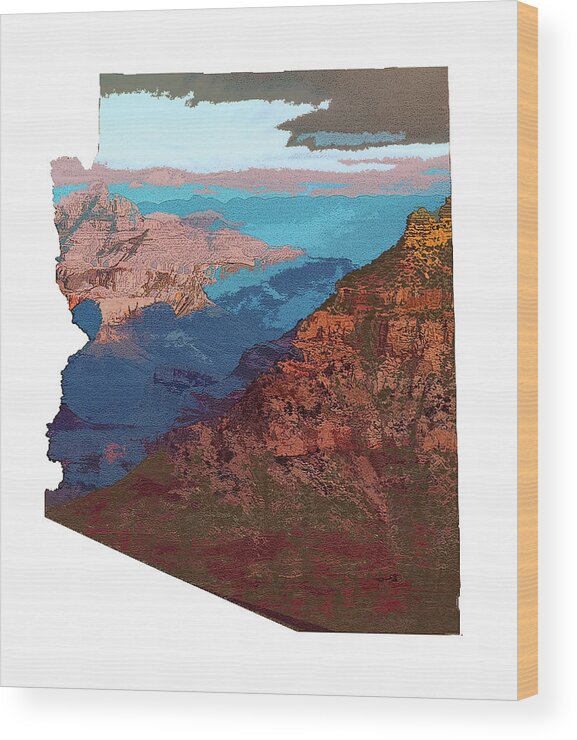Grand Canyon Wood Print featuring the digital art Grand Canyon in the Shape of Arizona by Chance Kafka