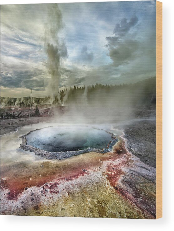 Landscape Wood Print featuring the photograph Grand Geyser Eruption by Ignacio Palacios