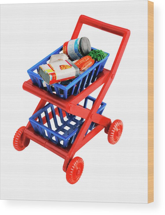 Brand Wood Print featuring the drawing Grocery Cart by CSA Images