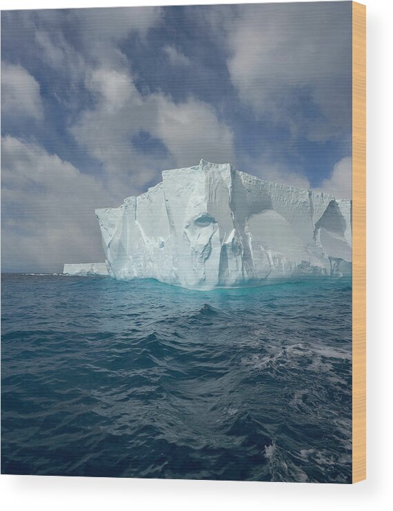 Scenics Wood Print featuring the photograph Large Tabular Iceberg And Great Cumulus by Eastcott Momatiuk