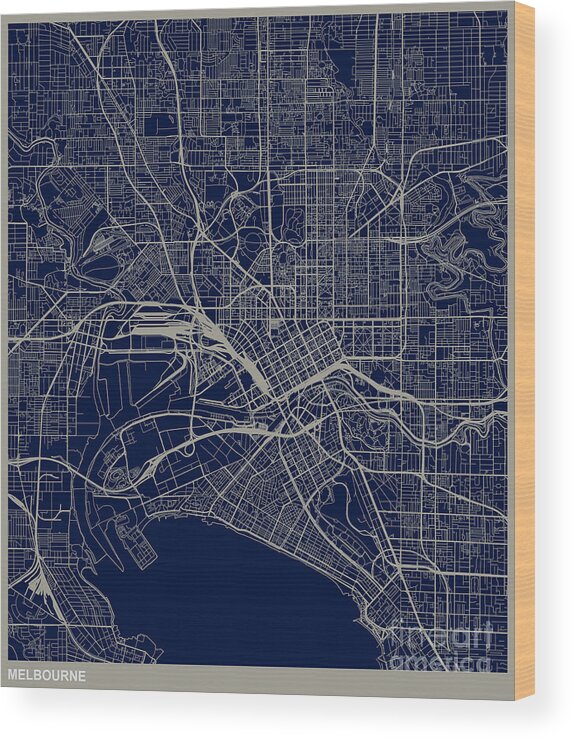 Material Wood Print featuring the digital art Melbourne City Structure Map by Shuoshu