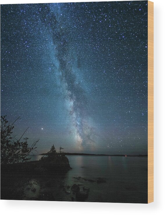  Wood Print featuring the photograph Milky Way as seem from Isle Royale National Park by Nick Noble