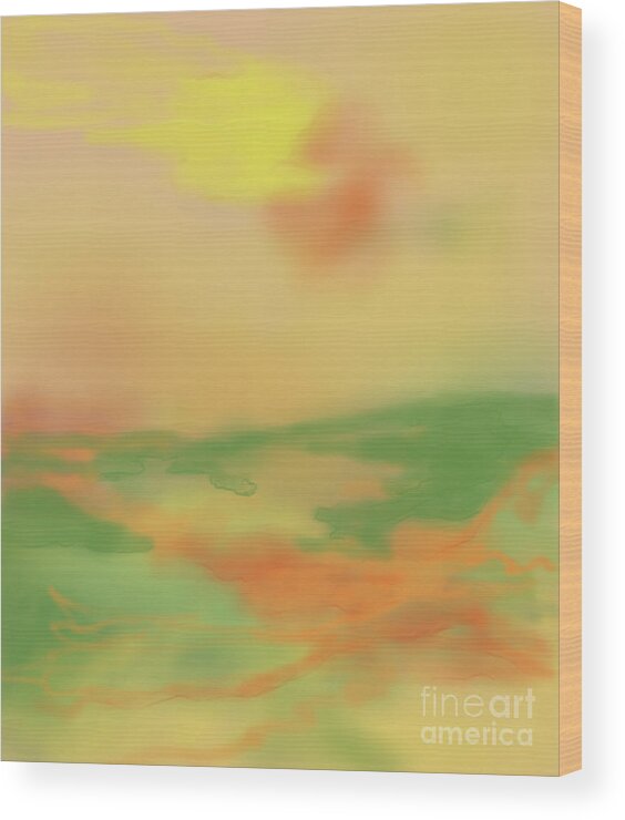 Misty Morning Sunrise Wood Print featuring the digital art Misty Morning Sunrise by Annette M Stevenson