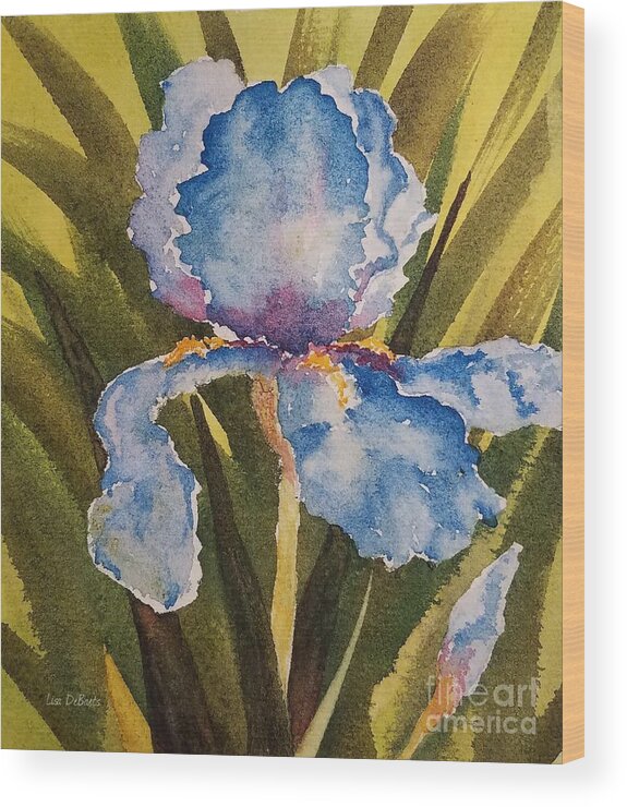 Floral Wood Print featuring the painting Mother's Day Iris by Lisa Debaets