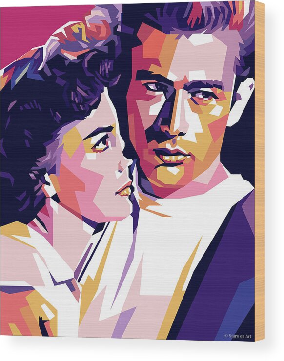 Synopsis Wood Print featuring the digital art Natalie Wood and James Dean -with synopsis by Movie World Posters