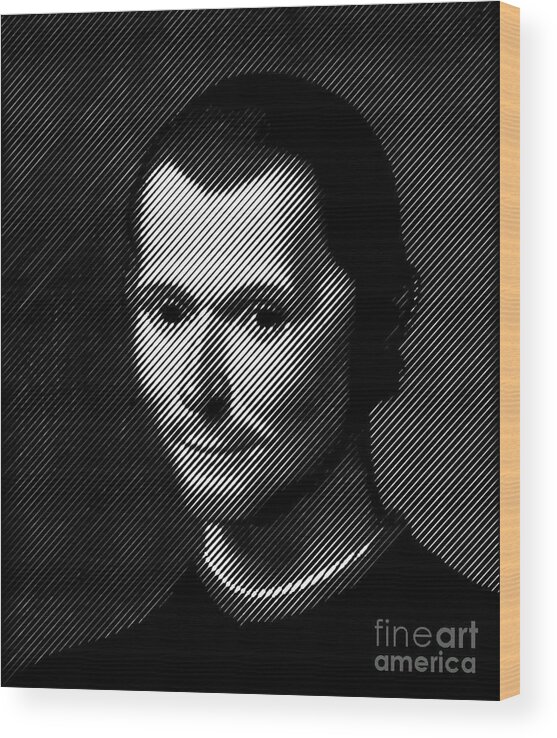 Portrait Wood Print featuring the digital art Niccolo Machiavelli, portrait by Cu Biz