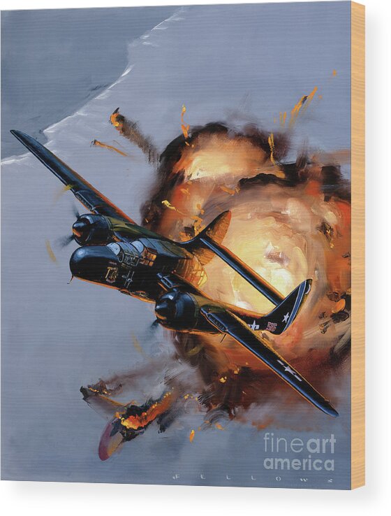 Military Aircraft Wood Print featuring the painting Northrop P-61B Black Widow by Jack Fellows